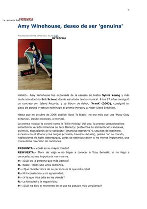 ENTREVISTA - Amy Winehouse