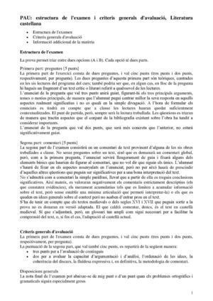 Estructura examen y selección de lecturas prescriptivas