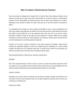 Why You Need a Vehicle Service Contract