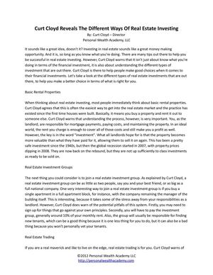 Curt Cloyd Reveals The Different Ways Of Real Estate Investing