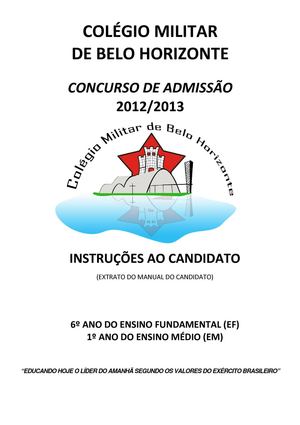 Manual do Candidato - Colégio Militar de Belo Horizonte