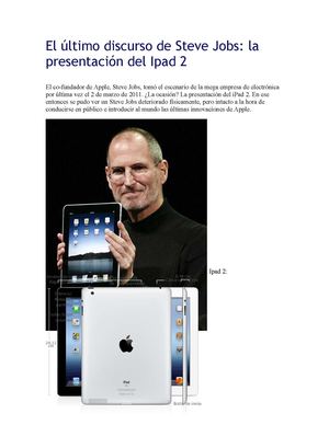 El último discurso de Steve Jobs: IPad 2