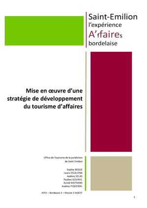 Stratégie de développement du tourisme d'affaires - Saint-Emilion