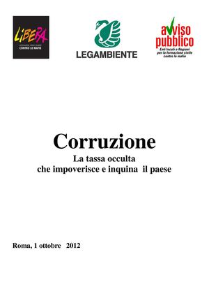 Corruzione Don Ciotti:il dossier di Libera