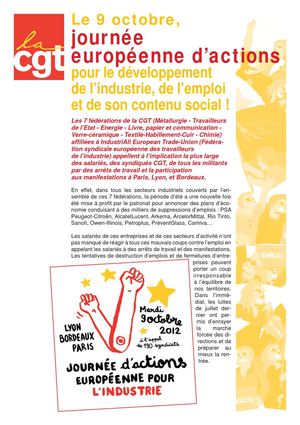Appel de la CGT pour la manifestation du 9 octobre