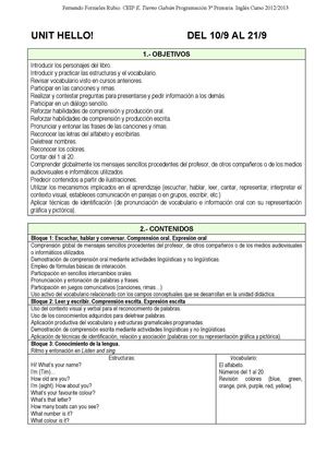 Programación Inglés 3º Primaria