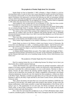 Prophecies about New Jerusalem - The prophecies of Sundar Singh