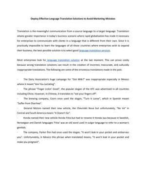 Deploy Effective Language Translation Solutions to Avoid Marketing Mistakes