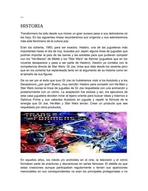 TRANSFORMERS ORIGEN