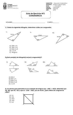 Guia Nº2 Congruencia de triángulos 