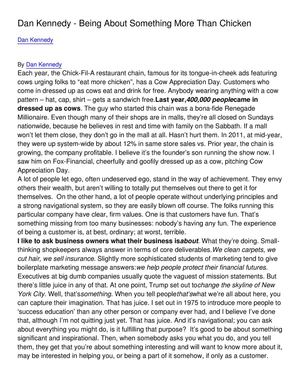 Dan Kennedy - Being About Something More Than Chicken