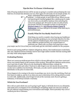 Tips On How To Choose A Stethoscope