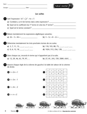 Calcul mental 9.1