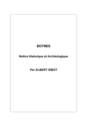 BOYNES Notice historique et archéologique