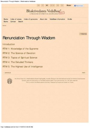 Renunciation Through Wisdom