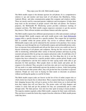 They enjoy your life with  Mobi stealth coupon