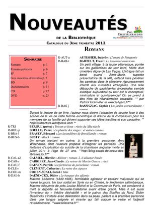 Nouveautés du 3ème trimestre 2012