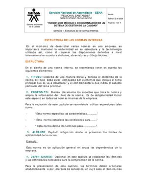ESTRUCTURA DE LAS NORMAS INTERNAS