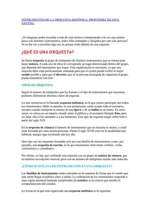 instrumentos en la Orquesta