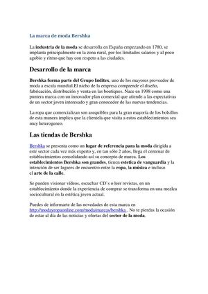 Desarrollo de la marca de prendas de ropaBershka