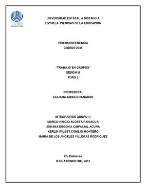 Informe del grupo 1 - foro 2 - Videoconferencias - UNED