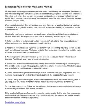 Blogging_ Free Internet Marketing Method