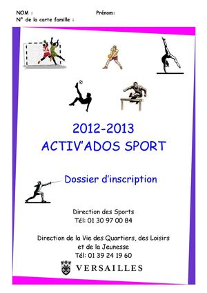 Planning sports vacances Toussaint 2012
