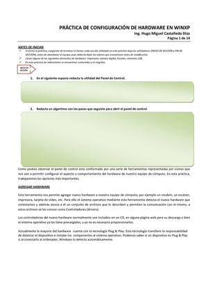 Práctica de Configuración de Hardware en Windows XP