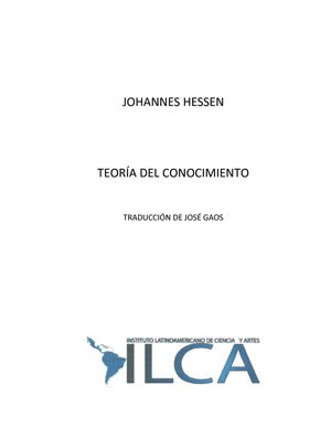 TEORIA DEL CONOCIMIENTO JOHANNES HESSEN