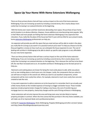 Space Up Your Home With Home Extensions Wollongong