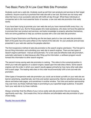 Calameo Two Basic Parts Of A Low Cost Web Site Promotion
