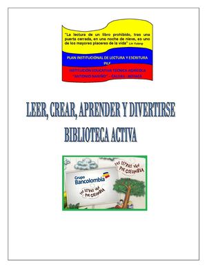 PLAN INSTITUCIONAL DE LECTURA Y ESCRITURA