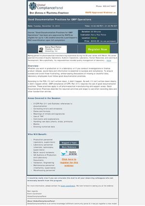 Good Documentation Practices for GMP Operations