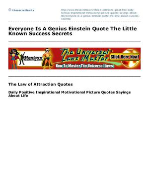 Everyone Is A Genius Einstein Quote The Little Known Success Secrets