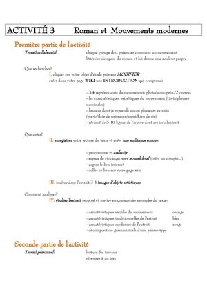 Activité 3 - Romans du XXe s.