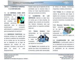 Nivel  1. La Empresa turística y la contabilidad