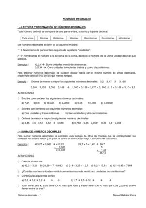 Números decimales repaso 5º y 6º.