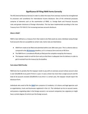 Significance Of Filing FBAR Forms Correctly