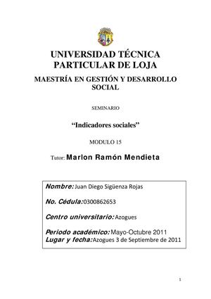 Indicadores Sociales Cañar Azogues 