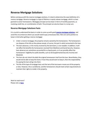 Reverse Mortgage Solutions