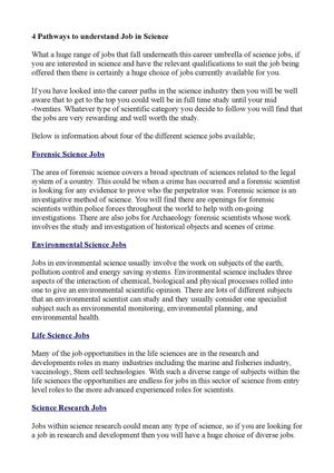 4 Pathways to understand Job in Science