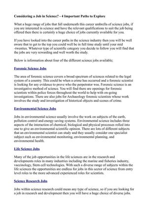 Position Examples In Science Calaméo - Considering a Job in Science - 4 Important Paths to Explore
