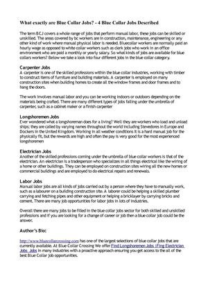 What exactly are Blue Collar Jobs  4 Blue Collar Jobs Described