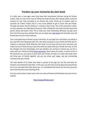 Freshen up your memories by slam book