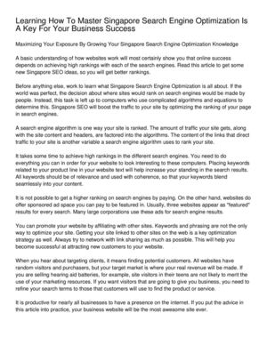 Learning How To Master Singapore Search Engine Optimization Is A Key For Your Business Success