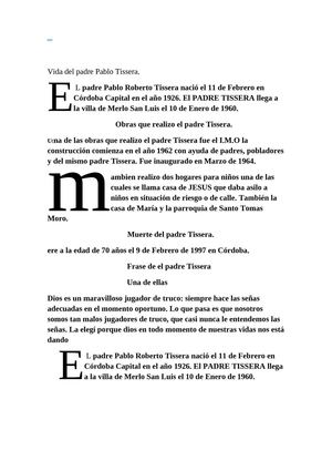 Vida del padre Pablo Tissera