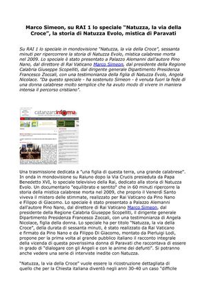 Marco Simeon, su RAI 1 lo speciale in mondovisione “Natuzza, la via della Croce”