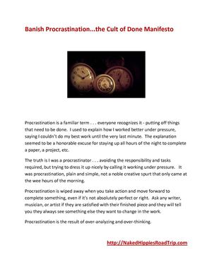 Banish Procrastination...the Cult of Done   Manifesto