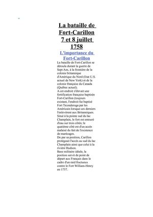 La bataille de Fort-Carillon