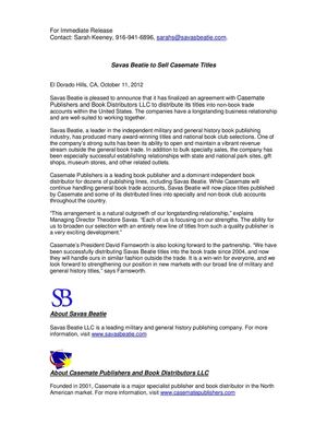 Savas Beatie to sell Casemate Titles